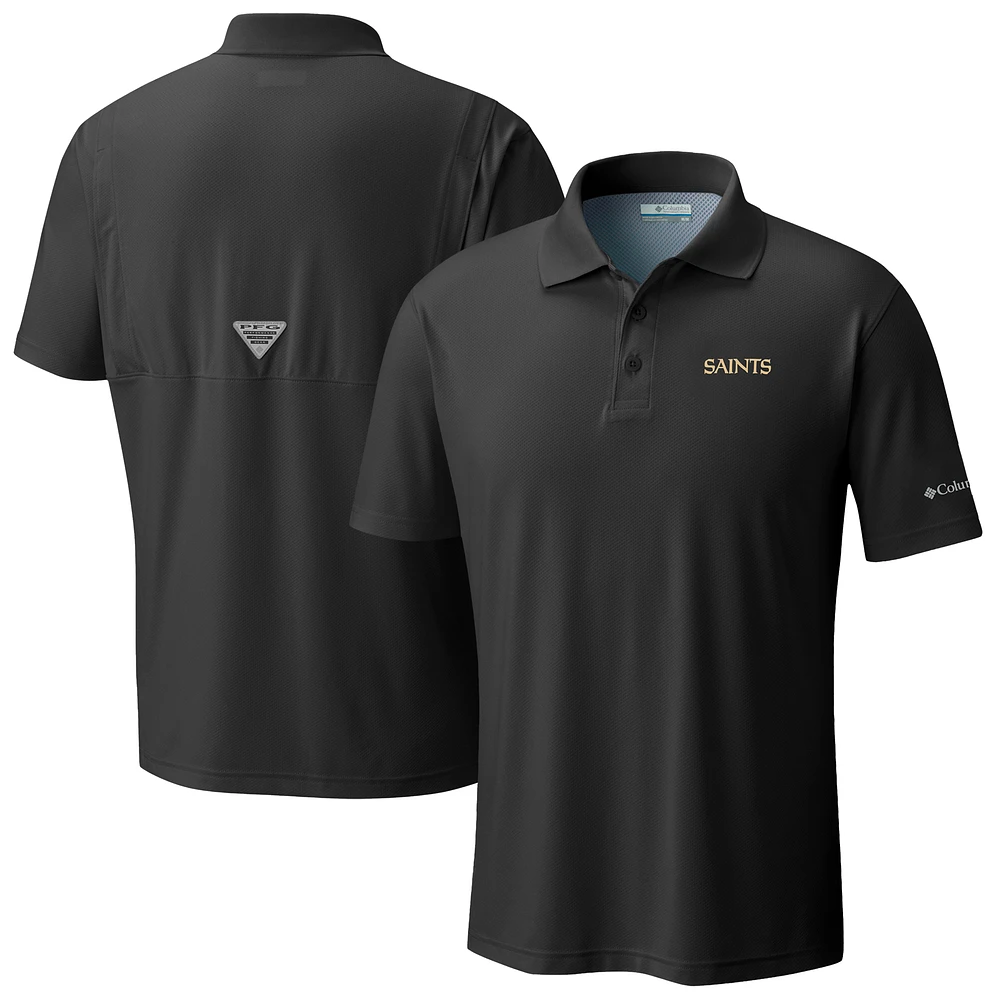 Men's Columbia Black New Orleans Saints Low Drag Offshore Polo
