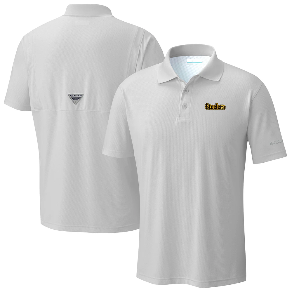 Men's Columbia Light Gray Pittsburgh Steelers Low Drag Offshore Polo