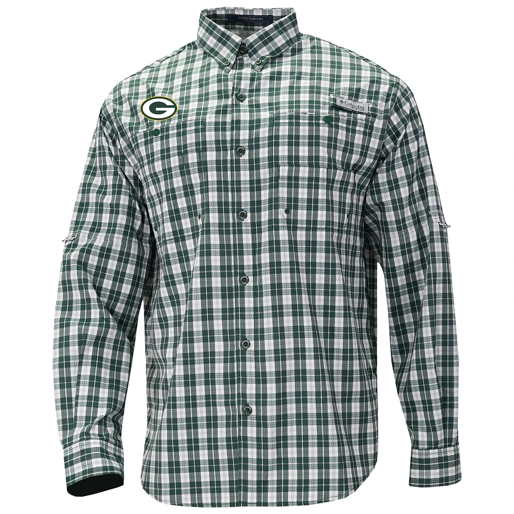 Men's Columbia Green Bay Packers Super Slack Tide Long Sleeve Button-Up