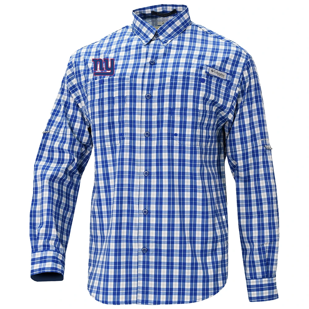 Men's Columbia Royal New York Giants Super Slack Tide Long Sleeve Button-Up