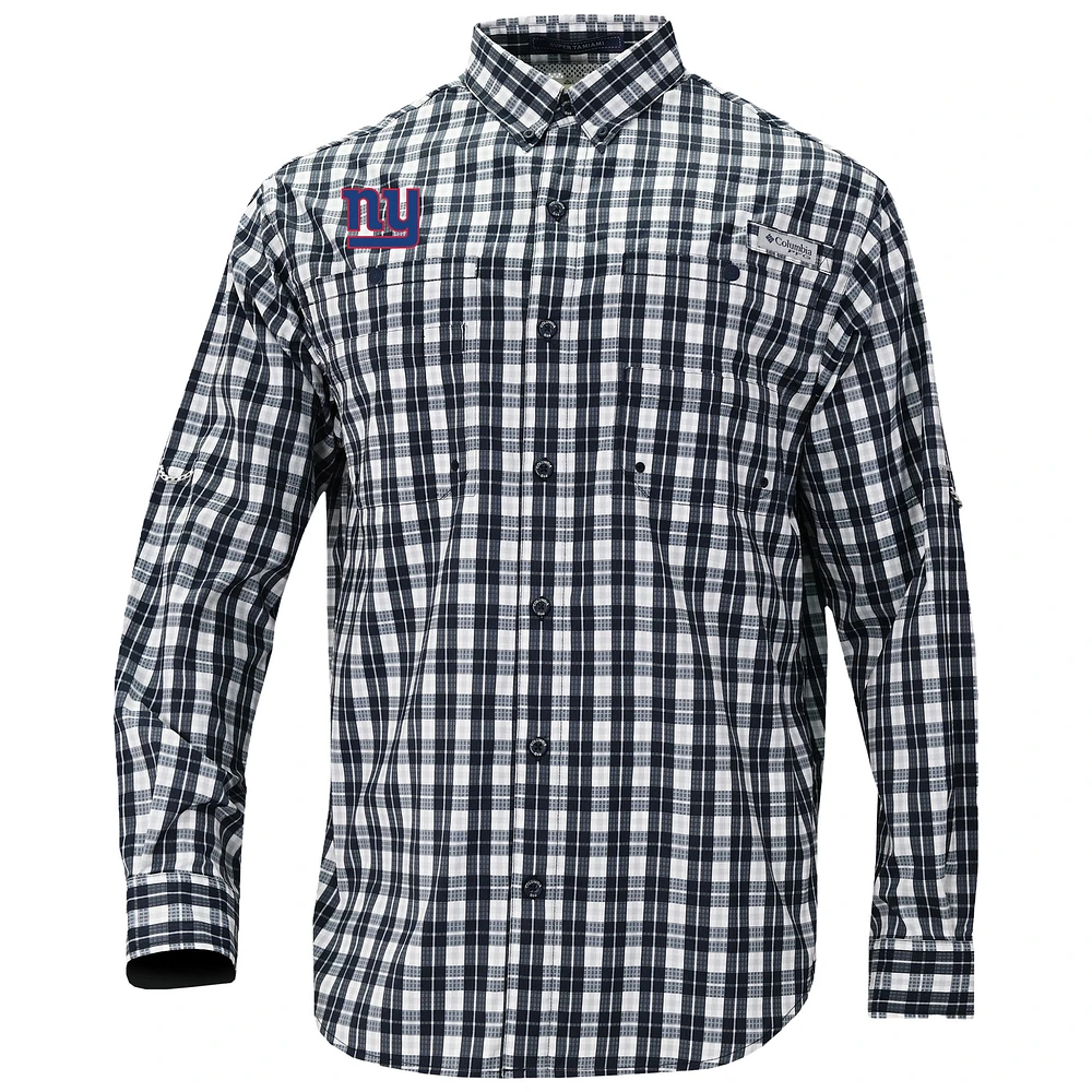 Men's Columbia Navy New York Giants Super Slack Tide Long Sleeve Button-Up