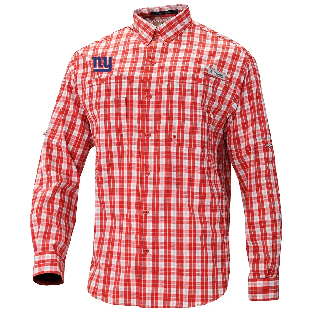 Men's Columbia Red New York Giants Super Slack Tide Long Sleeve Button-Up