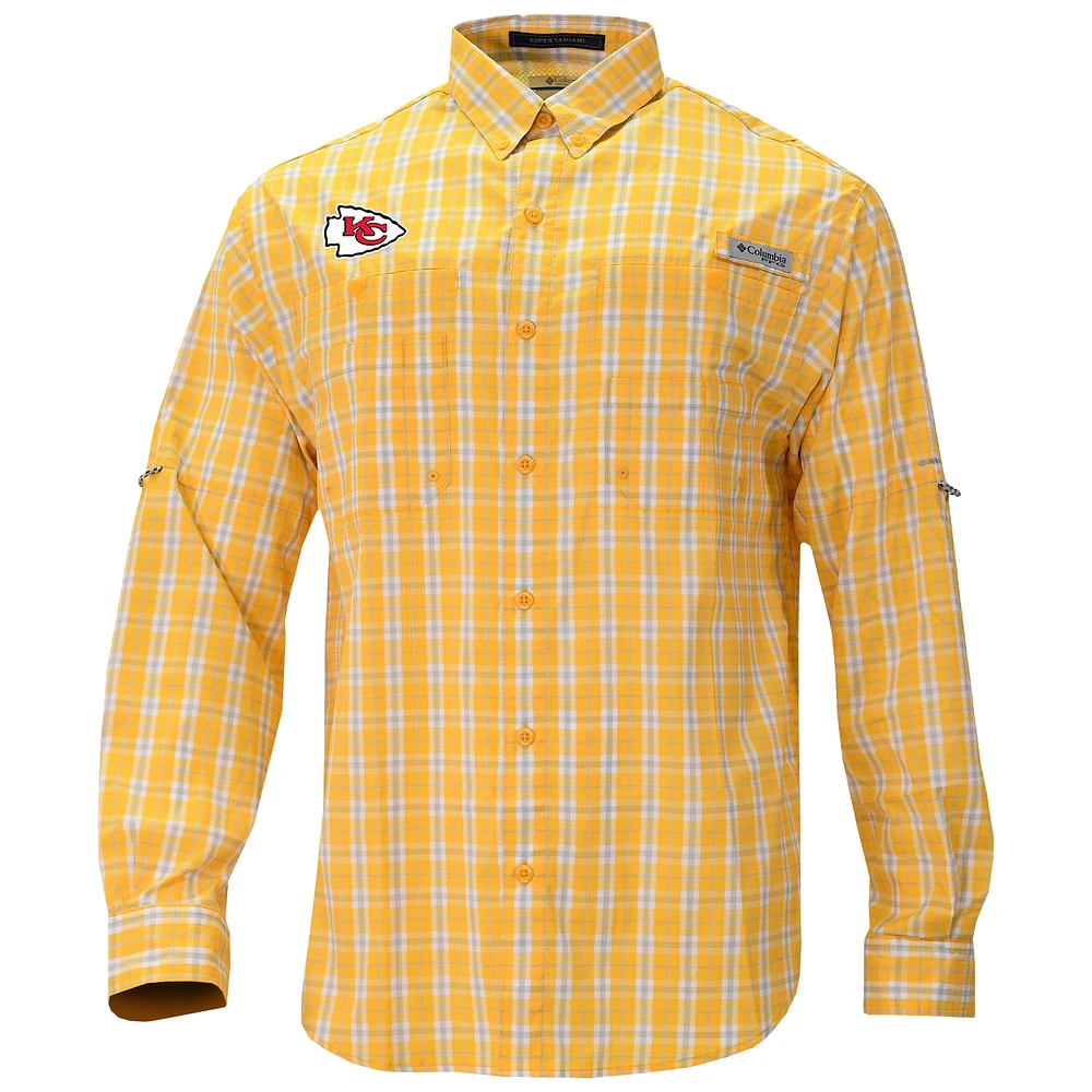 Men's Columbia Gold Kansas City Chiefs Super Slack Tide Long Sleeve Button-Up