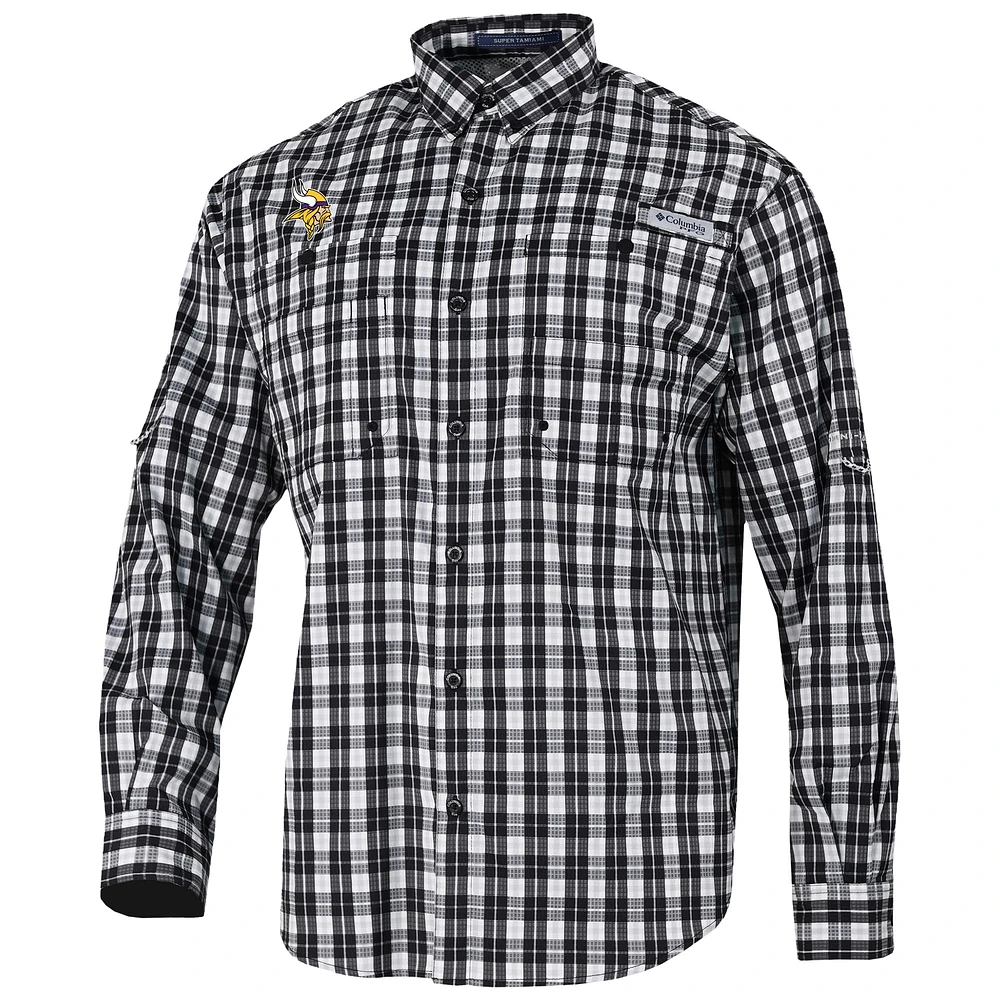 Men's Columbia Minnesota Vikings Super Slack Tide Long Sleeve Button-Up