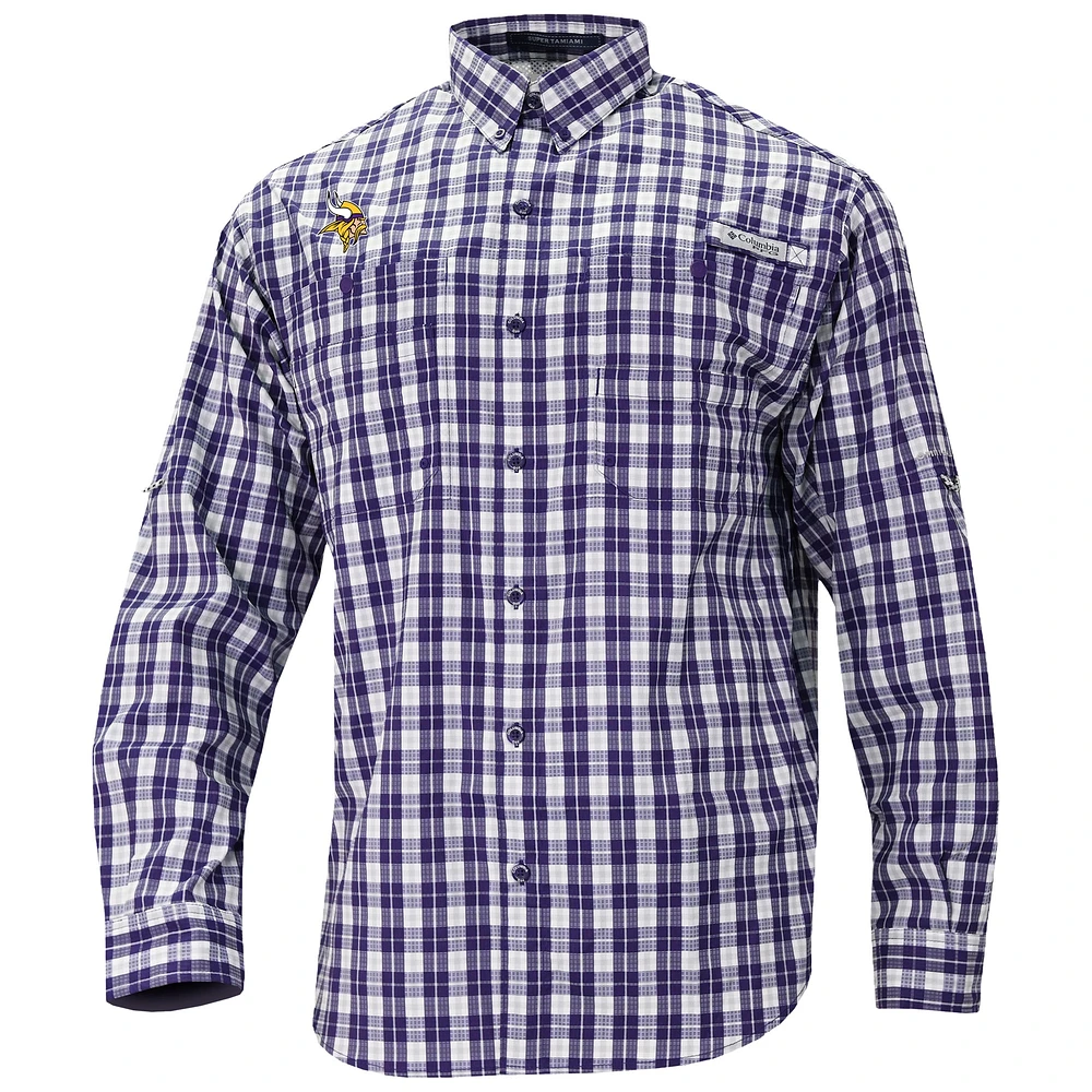 Men's Columbia Purple Minnesota Vikings Super Slack Tide Long Sleeve Button-Up