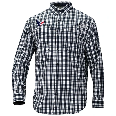 Men's Columbia Navy Houston Texans Super Slack Tide Long Sleeve Button-Up