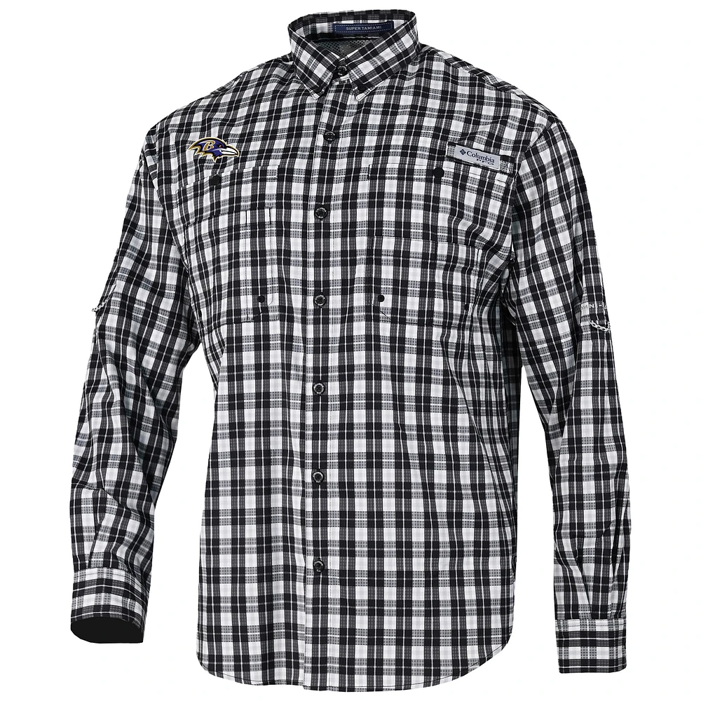 Men's Columbia Baltimore Ravens Super Slack Tide Long Sleeve Button-Up