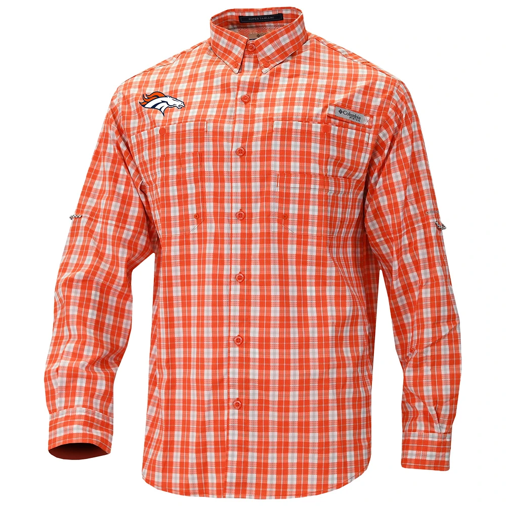 Men's Columbia Orange Denver Broncos Super Slack Tide Long Sleeve Button-Up