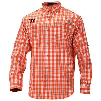 Men's Columbia Orange Cincinnati Bengals Super Slack Tide Long Sleeve Button-Up