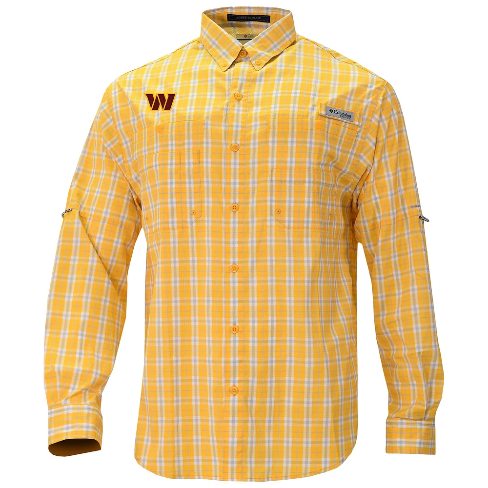 Men's Columbia Gold Washington Commanders Super Slack Tide Long Sleeve Button-Up