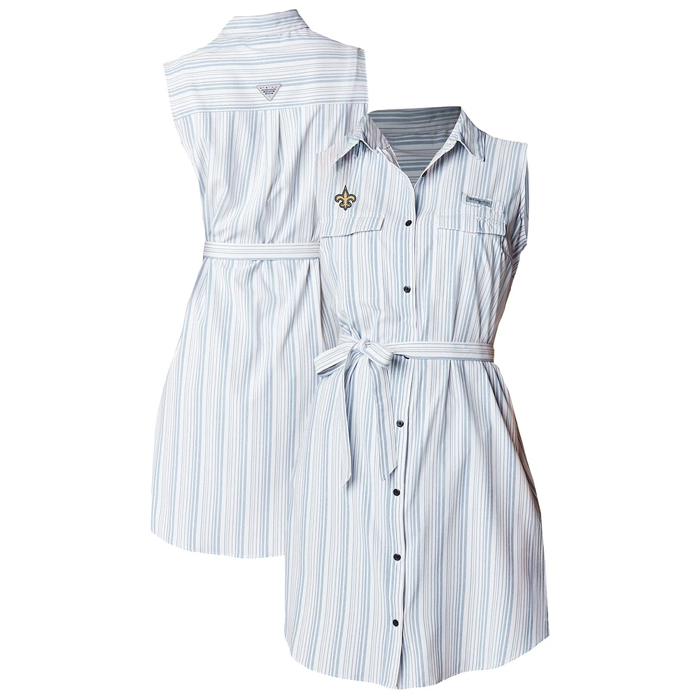 Women's Columbia White New Orleans Saints PFG Sun Drifter Woven Dress