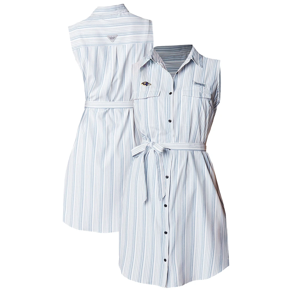 Women's Columbia White Baltimore Ravens PFG Sun Drifter Woven Dress