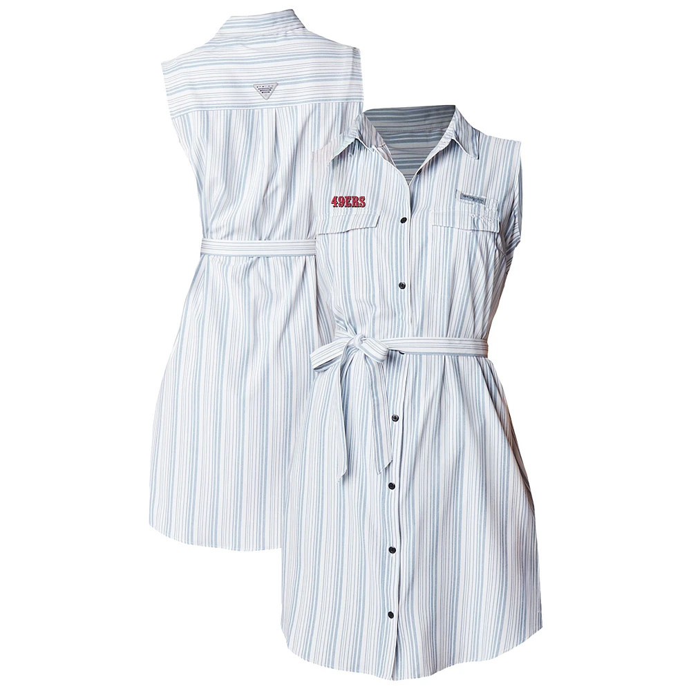 Women's Columbia White San Francisco 49ers PFG Sun Drifter Woven Dress