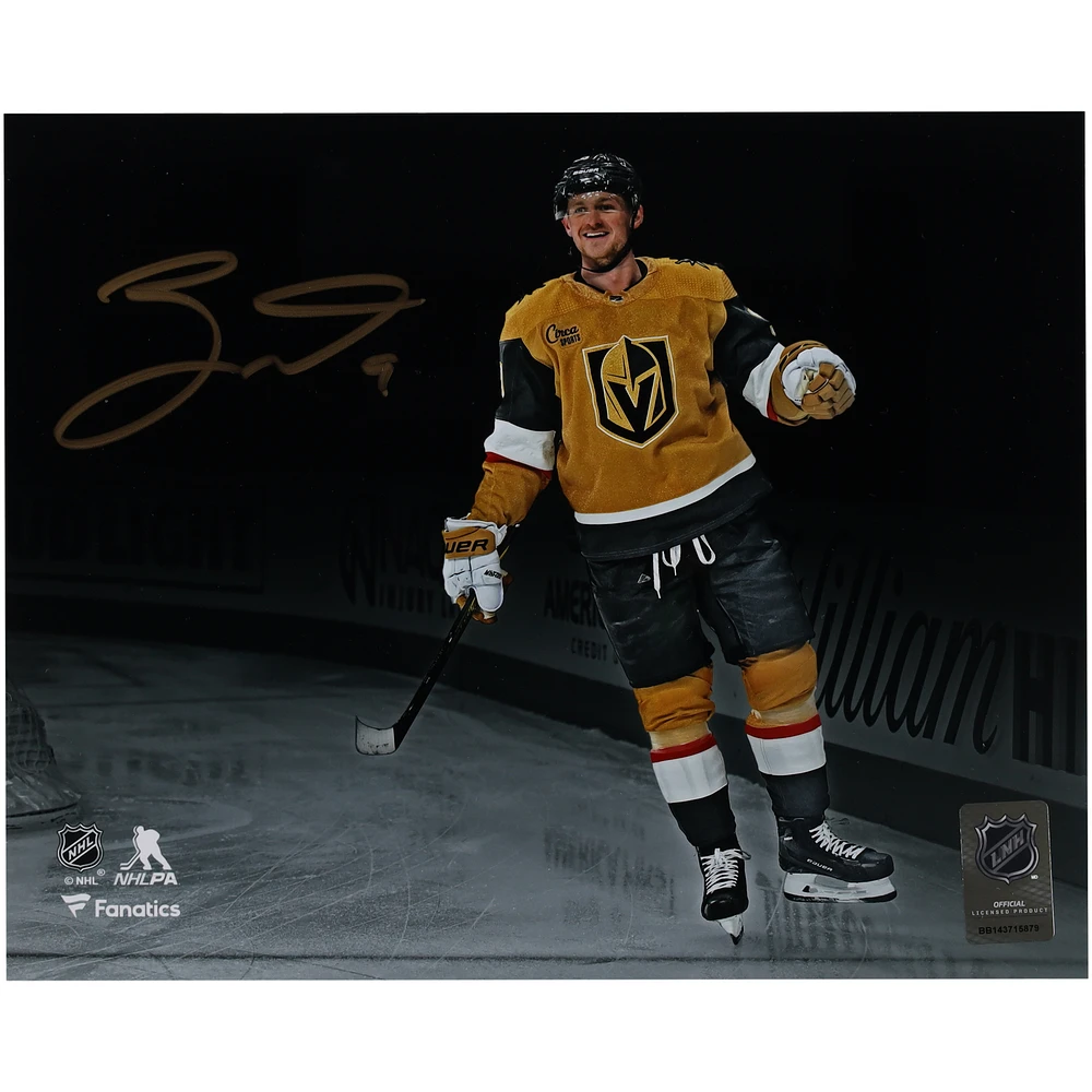 Jack Eichel Vegas Golden Knights Autographed 8" x 10" Gold Jersey Celebration Spotlight Photograph