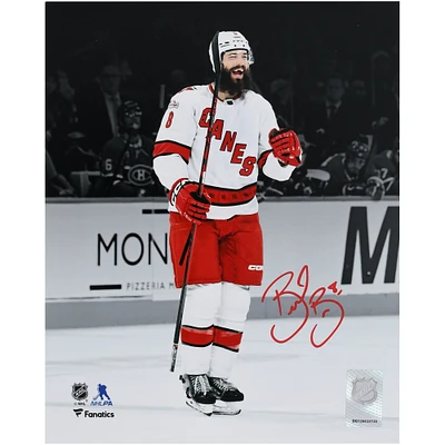 Brent Burns Carolina Hurricanes Autographed 8" x 10" White Jersey Celebrating Spotlight Photograph