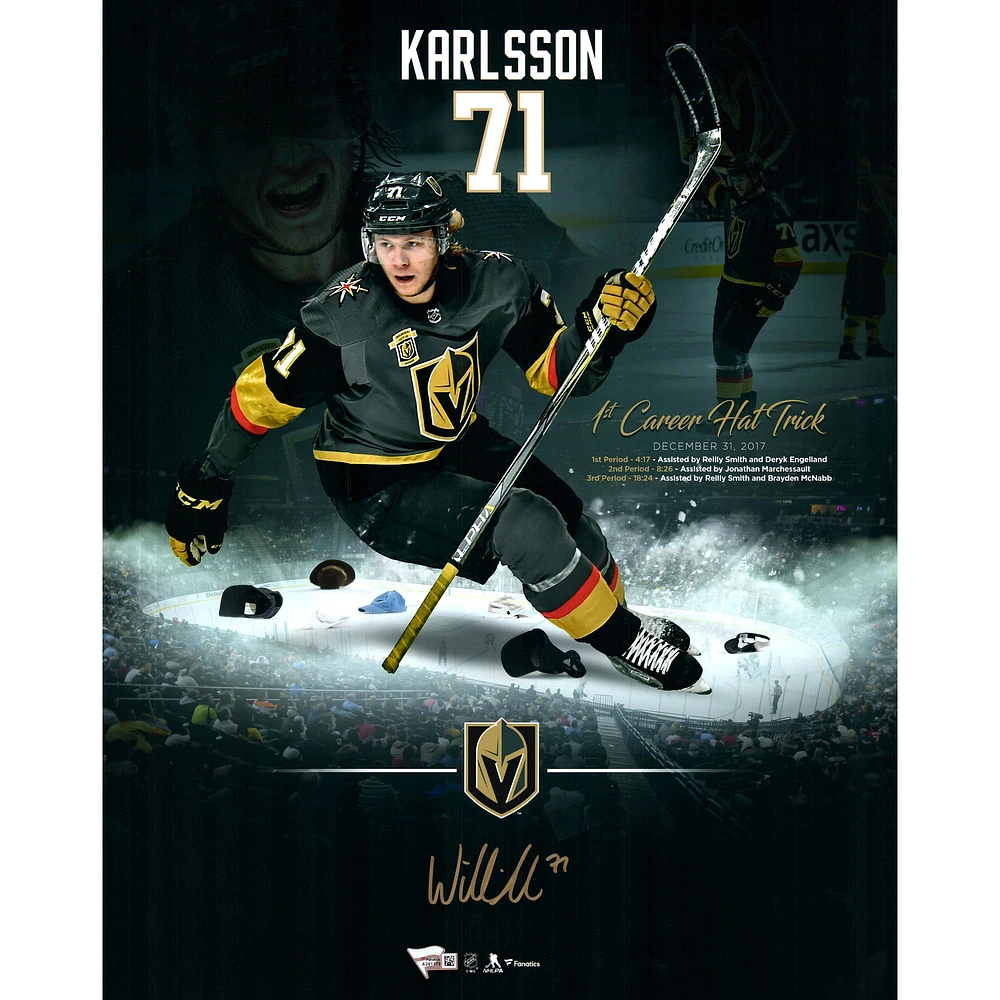 William Karlsson Vegas Golden Knights Autographed 16" x 20" First Hat Trick Photograph - Limited Edition #71/71