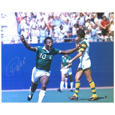 Pele New York Cosmos Autographed 16" x 20" Celebration Photograph