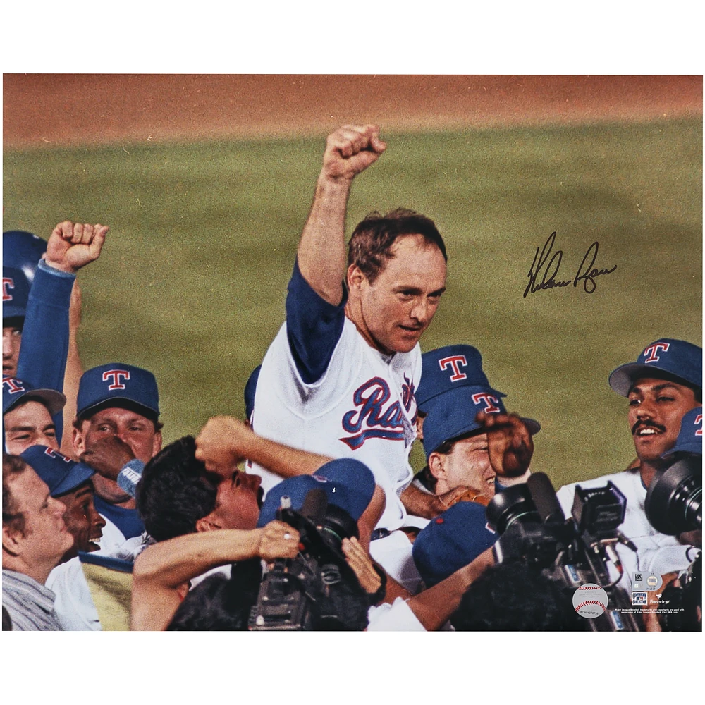 Nolan Ryan Texas Rangers Autographed 16" x 20" Sixth No-Hitter Carried Off Photograph