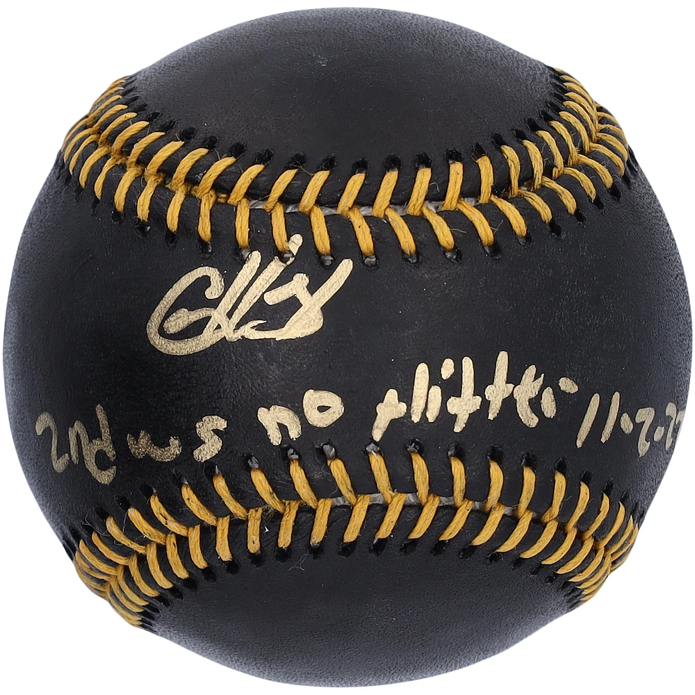 Cristian Javier Houston Astros Autographed 2022 MLB World Series Champions Black Leather Baseball with Multiple Inscriptions - Limited Edition of 22