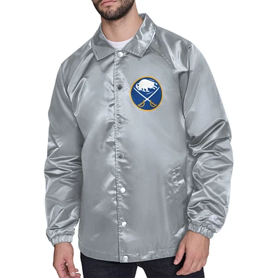 Men's Starter Gray Buffalo Sabres Printed Logo Coaches Full-Snap Jacket