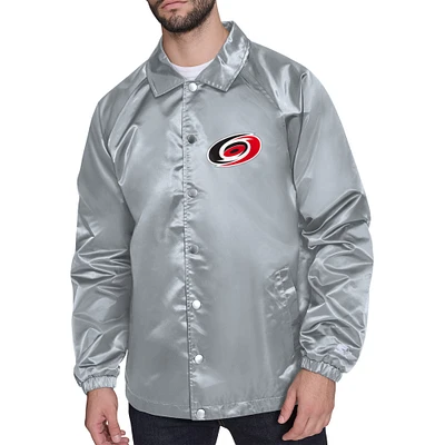 Men's Starter Carolina Hurricanes Printed Logo Coaches Full-Snap Jacket