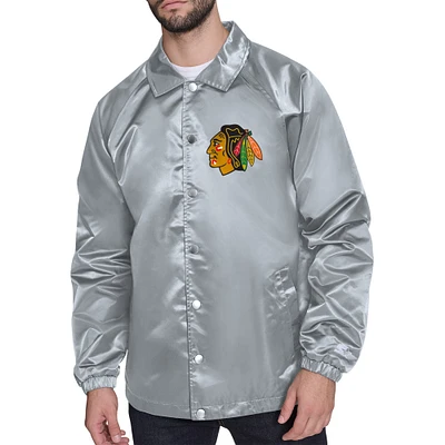 Men's Starter Chicago Blackhawks Printed Logo Coaches Full-Snap Jacket