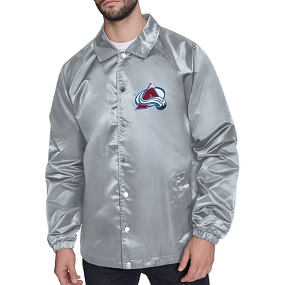 Men's Starter Gray Colorado Avalanche Printed Logo Coaches Full-Snap Jacket