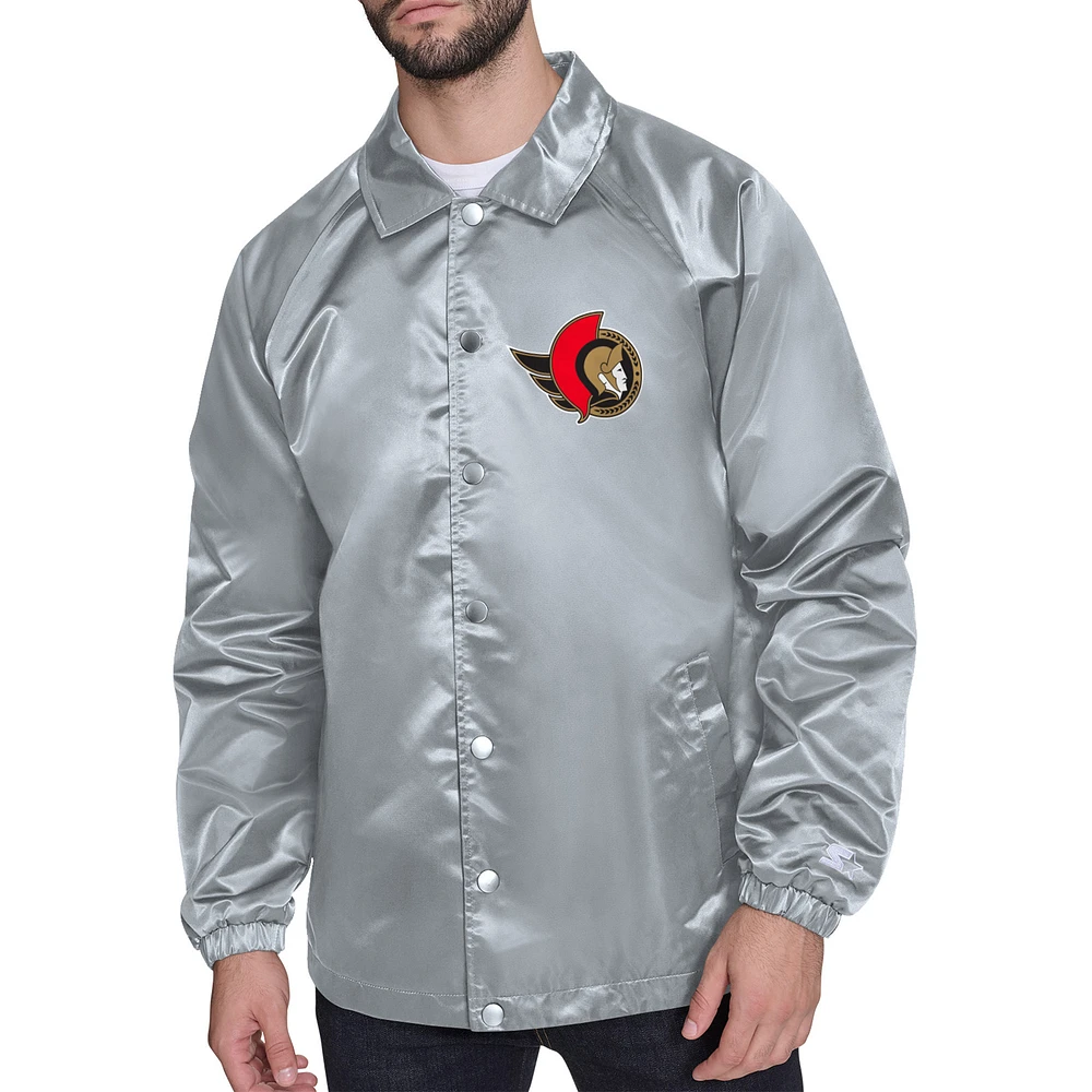 Men's Starter Ottawa Senators Printed Logo Coaches Full-Snap Jacket