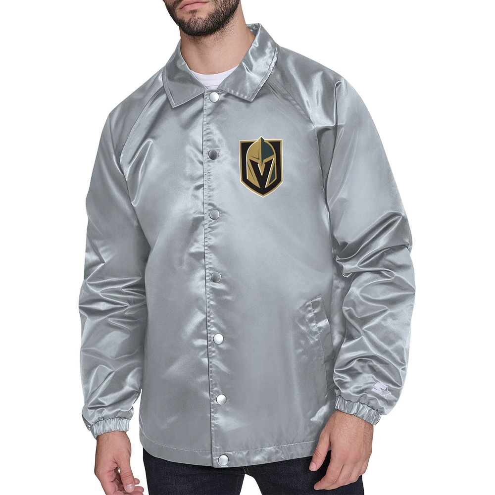 Men's Starter Vegas Golden Knights Printed Logo Coaches Full-Snap Jacket