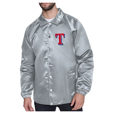 Men's Starter Texas Rangers Shield Logo Raglan Coaches Full-Snap Jacket