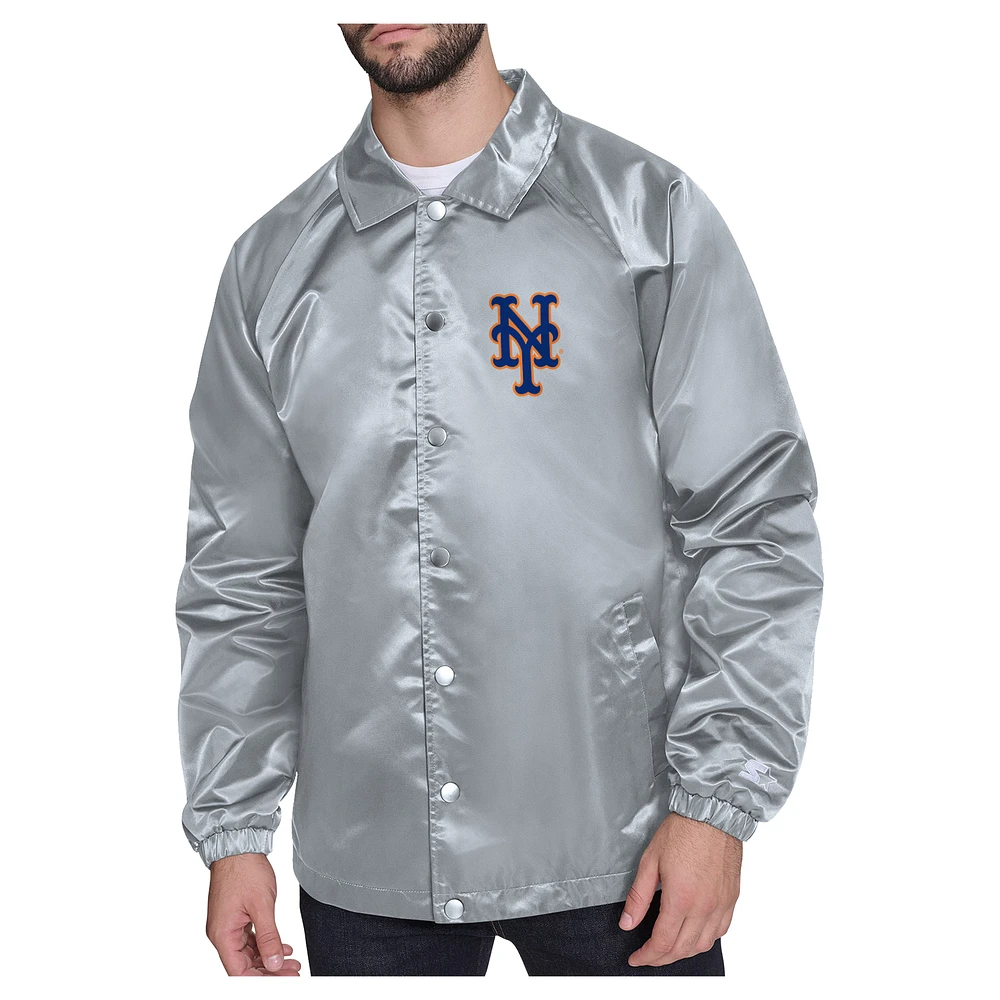 Men's Starter New York Mets Shield Logo Raglan Coaches Full-Snap Jacket