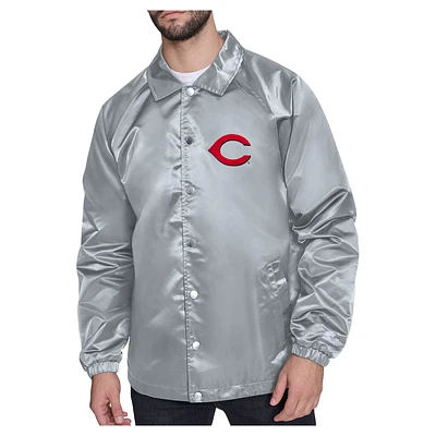 Men's Starter Cincinnati Reds Shield Logo Raglan Coaches Full-Snap Jacket
