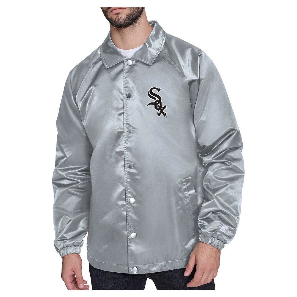 Men's Starter Chicago White Sox Shield Logo Raglan Coaches Full-Snap Jacket