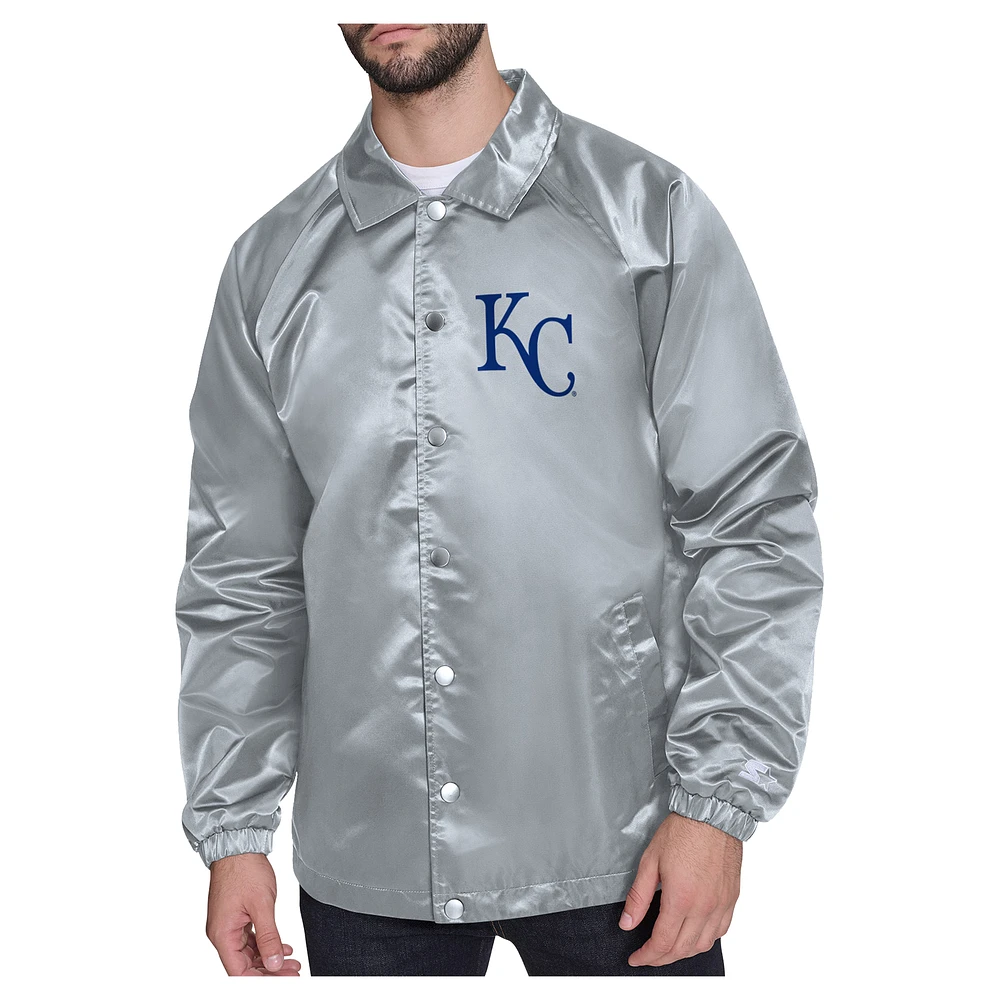 Men's Starter Kansas City Royals Shield Logo Raglan Coaches Full-Snap Jacket