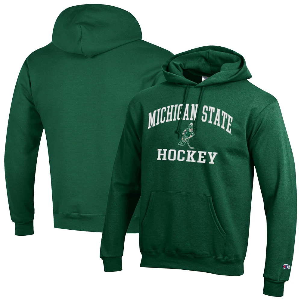 Men's Champion Green Michigan State Spartans Hockey Pullover Hoodie