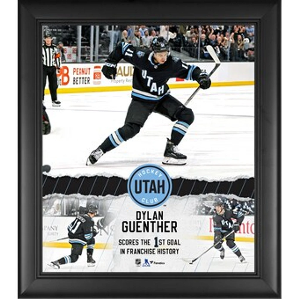 Dylan Guenther Utah Hockey Club Framed 15" x 17" First Goal in Franchise History Collage