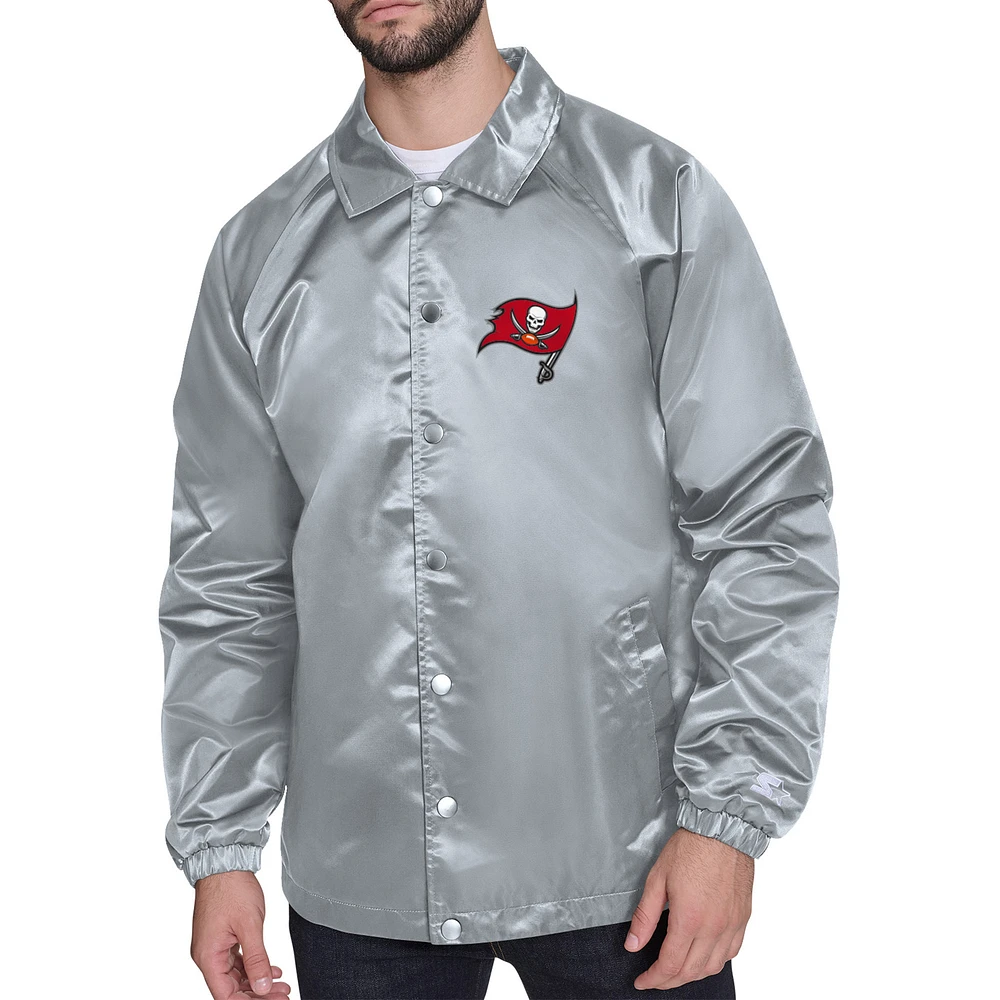 Men's Starter Tampa Bay Buccaneers Printed Logo Raglan Coaches Full-Snap Jacket