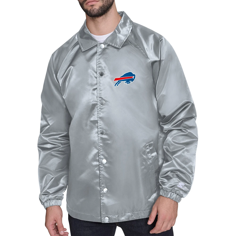 Men's Starter Buffalo Bills Printed Logo Raglan Coaches Full-Snap Jacket