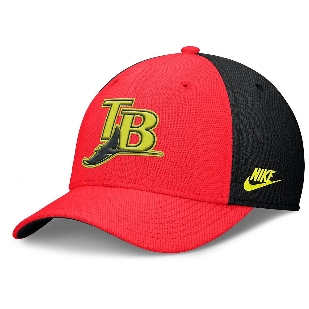 Men's Nike Crimson/Black Tampa Bay Rays Neon 90s Rise SwooshFlex Hat