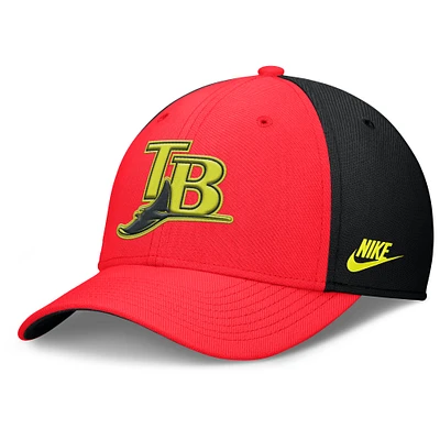 Men's Nike Crimson/Black Tampa Bay Rays Neon 90s Rise SwooshFlex Hat