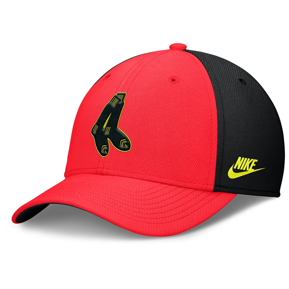 Men's Nike Crimson/Black Boston Red Sox Neon 90s Rise SwooshFlex Hat