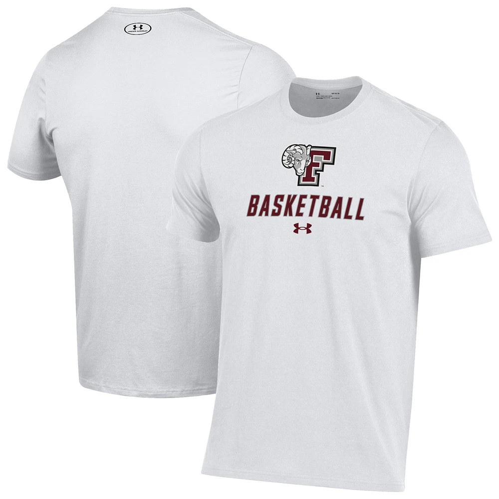 Men's Under Armour White Fordham Rams Basketball Performance T-Shirt