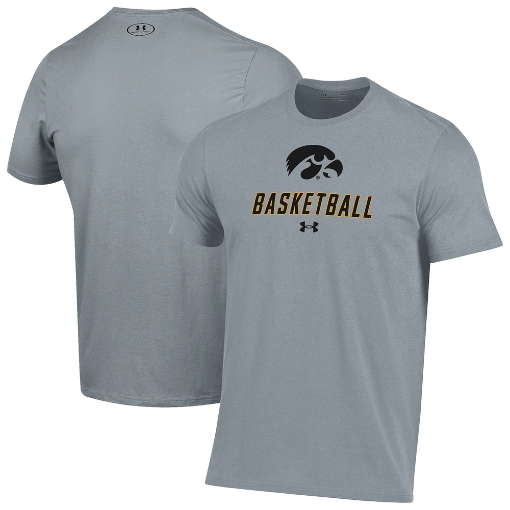 Men's Under Armour Gray Iowa Hawkeyes Basketball Performance T-Shirt