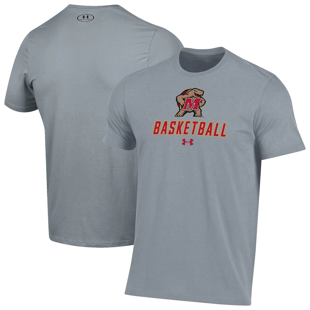 Men's Under Armour Gray Maryland Terrapins Basketball Performance T-Shirt