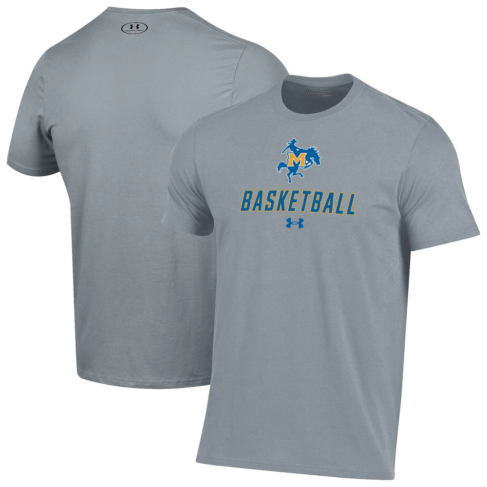 Men's Under Armour Gray McNeese State Cowboys Basketball Performance T-Shirt
