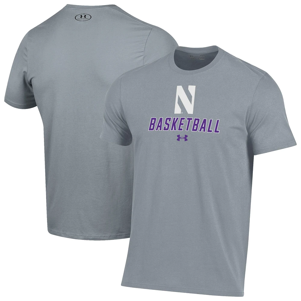 Men's Under Armour Gray Northwestern Wildcats Basketball Performance T-Shirt
