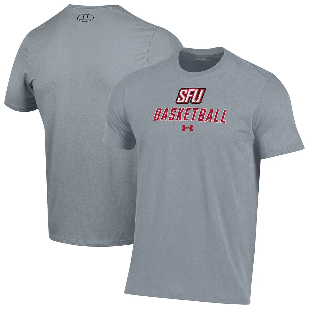 Men's Under Armour Gray Saint Francis Red Flash Basketball Performance T-Shirt
