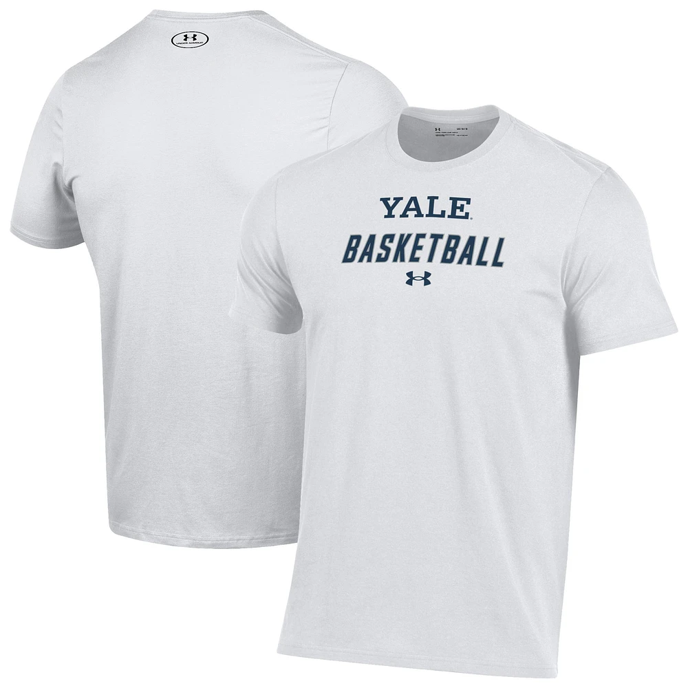 Men's Under Armour White Yale Bulldogs Basketball Performance T-Shirt