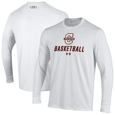 Men's Under Armour White Charleston Cougars Basketball Performance Long Sleeve T-Shirt