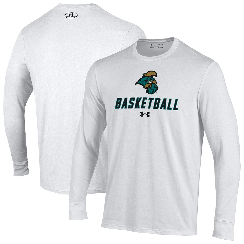 Men's Under Armour White Coastal Carolina Chanticleers Basketball Performance Long Sleeve T-Shirt